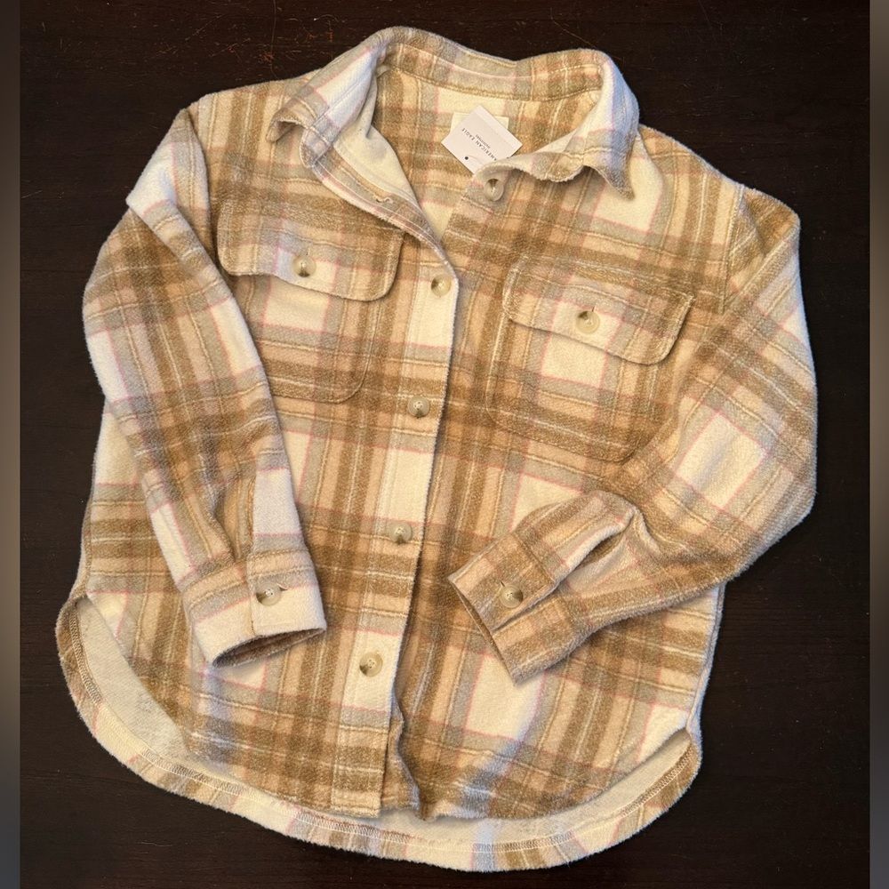 Nwt American Eagle Oversized Plaid Fleece & Love Shacket Size Xxs